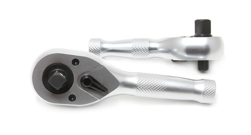 Трещотка реверсивная короткая двухсторонняя с накаткой 3/8''-1/2''(72зуб., L-130мм) RockForce##Rock FORCE RF-803344