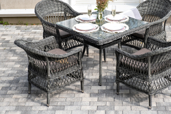 "Сицилия" обеденная группа плетеная, цвет графит