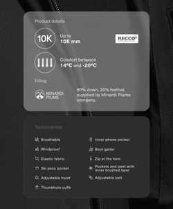 Oysho Водостойкий утепленный лыжный комбинезон с пухом MINARDI PIUME SKI, черный