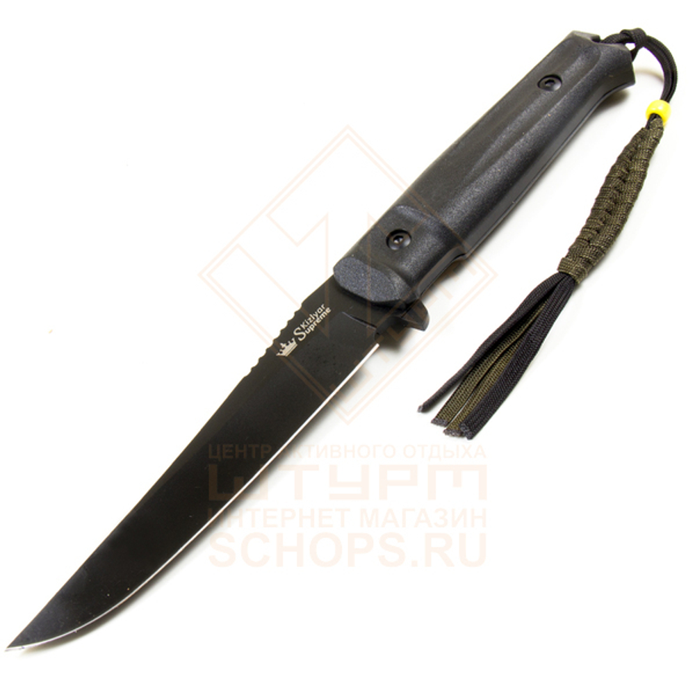 Нож Kizlyar Supreme Croc D2 кратон, Black/Black