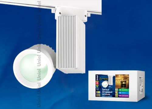 ULB-M01А-20W/NW WHITE Светильник светодиодный трековый. Мощность - 20 Вт. Световой поток —1200 Лм. Цвет свечения — белый. Степень защиты IP20. Диаметр