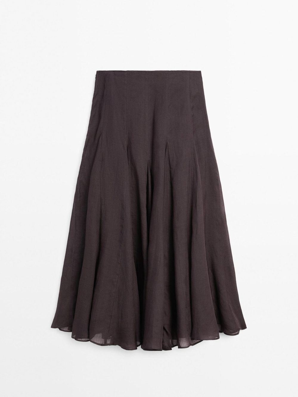 Massimo Dutti Юбка миди из 100% рами с клиньями – STUDIO, сиреневый