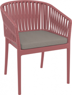 Кресло пластиковое с подушкой Siesta Contract Portofino, марсала, светло-коричневый