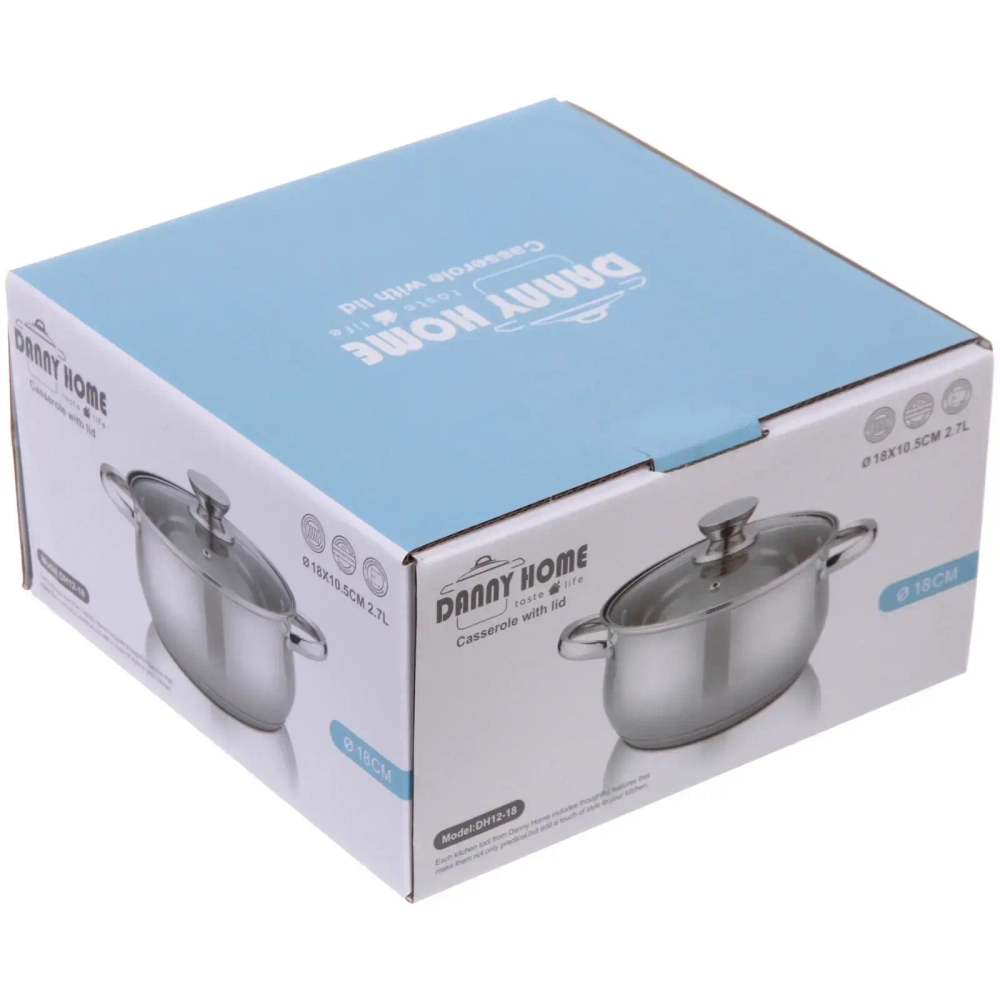 Кастрюля из нержавеющей стали OLIVIA 2,7л, индукция, DH12-18