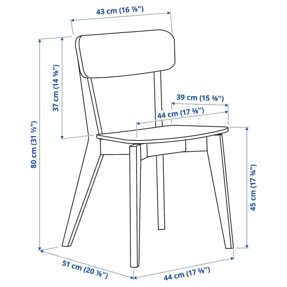 Стул - LISABO IKEA/ ЛИСАБО ИКЕА, 80х46х51 см, дерево
