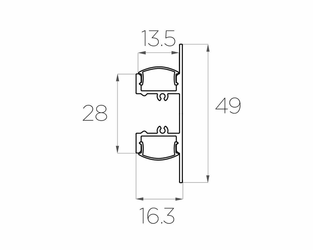 Профиль накладной алюминиевый LC-LPN-4916-2 Anod