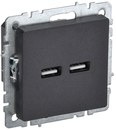 BRITE Розетка USB A+A 5В 3,1А РЮ10-1-БрЧ черный IEK