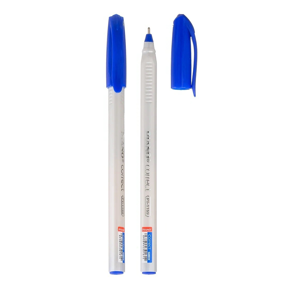Ручка шариковая, масляная, Piano, синие чернила, серия "Piano Сorrect", белый корпус