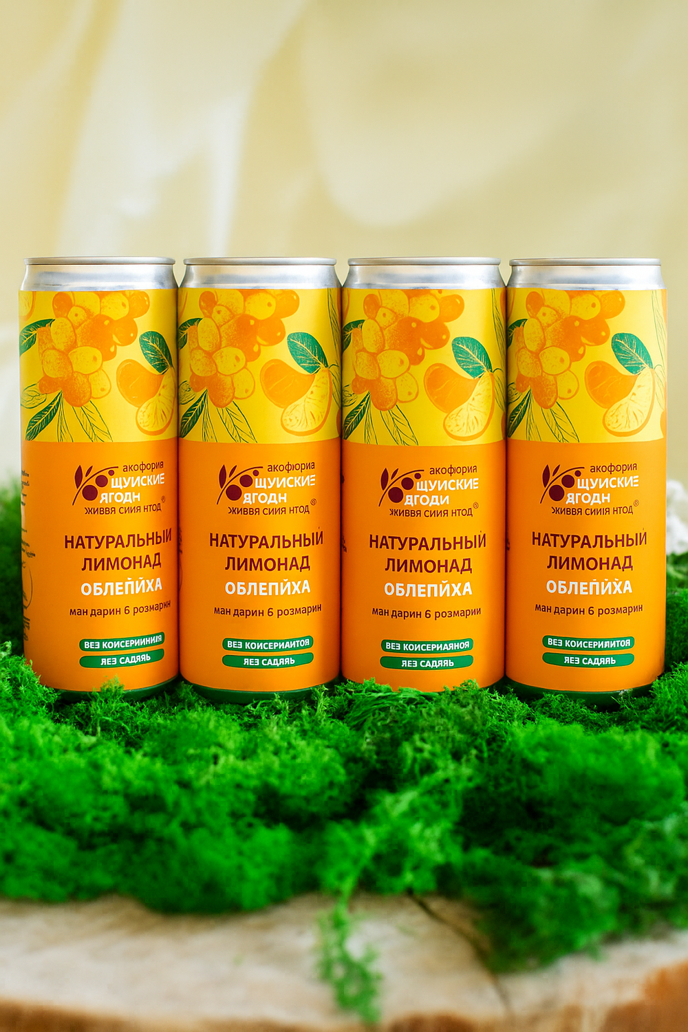 Лимонад с натуральным пюре облепихи, 4 штуки по 330 мл