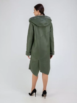 Дубленка зима натуральная удлиненная с капюшоном