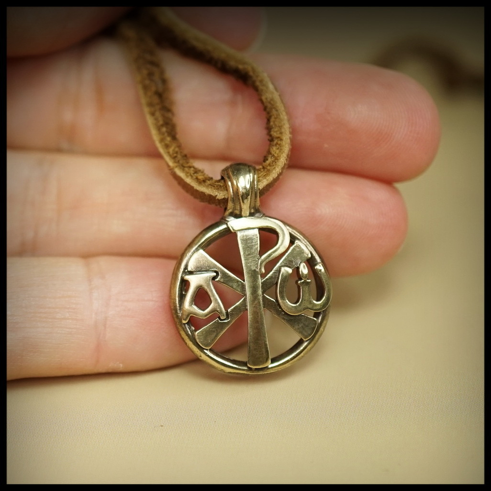 Нательный православный кулон - подвеска "Хризма" , латунь