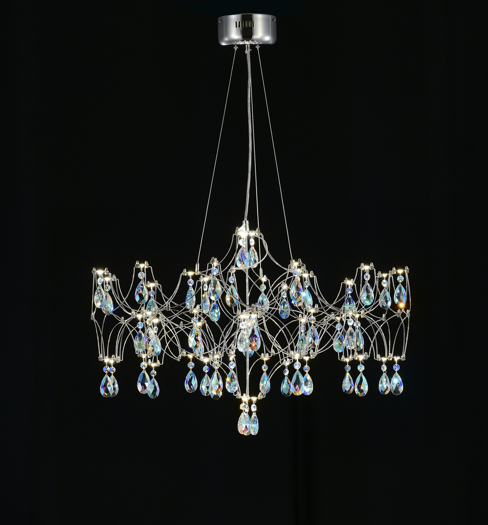 Подвесная люстра светодиодная с пультом и хрустальными подвесками K9 MyFar Ileria MR2650-57P-50СD