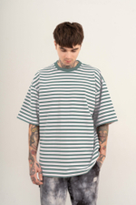 Футболка KUL'TURA OverSize "Basic" Полоска Светлый Хаки