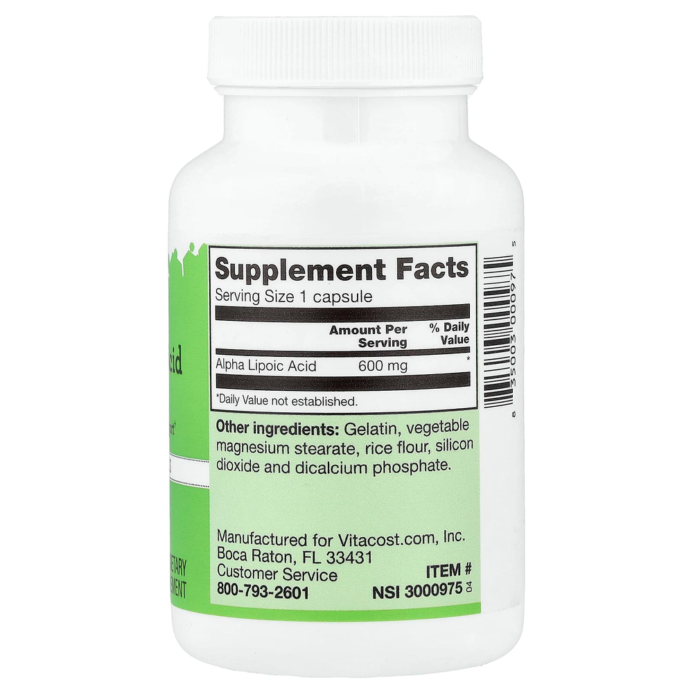 Vitacost, Alpha Lipoic Acid, 600 mg, 60 Capsules