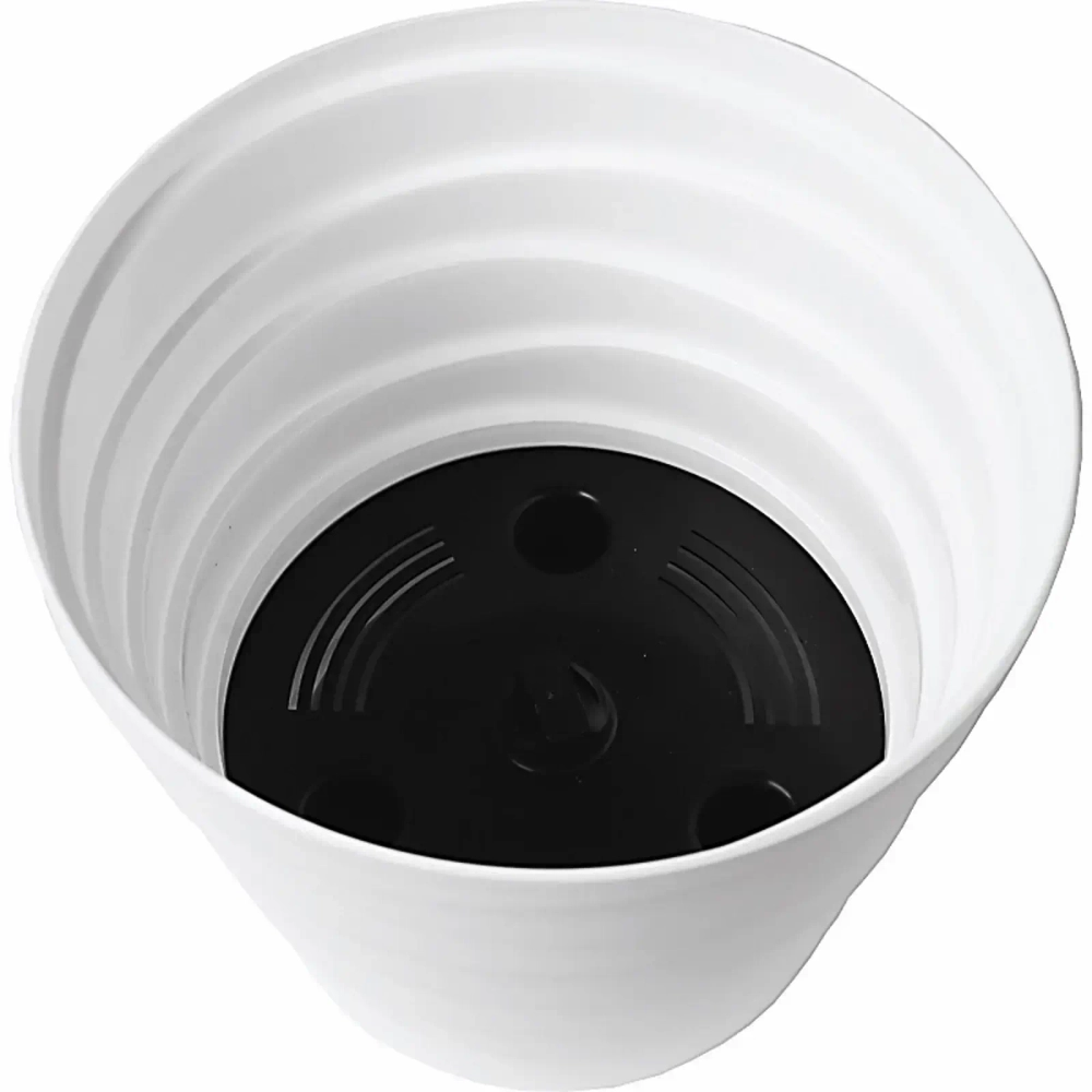 Кашпо для цветов пластиковое 0,9л d-13,2см «Бархан» Белый