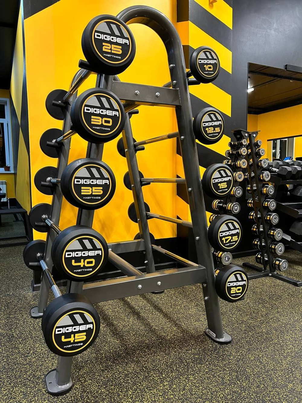 Комплект прямых фиксированных обрезиненных штанг 5 шт от 10 до 30кг