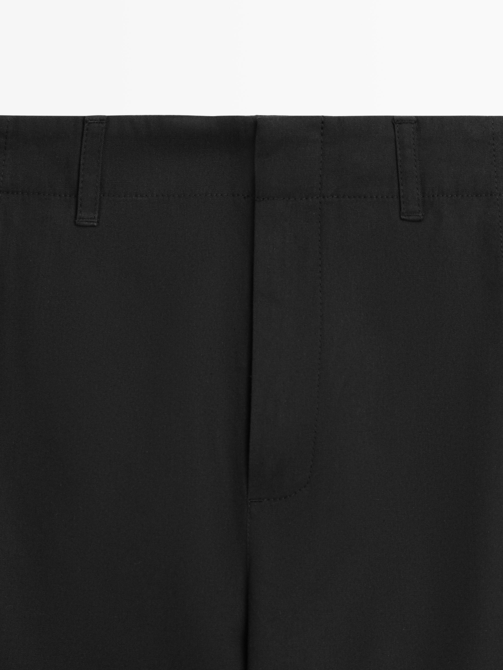 Massimo Dutti Брюки из смесовой хлопковой ткани с декоративной отделкой по низу, черный