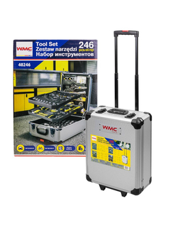 Набор инструментов 246пр. 1/4'',1/2''(6гр.)(4-21мм), в алюминиевом кейсе WMC TOOLS WMC-40246
