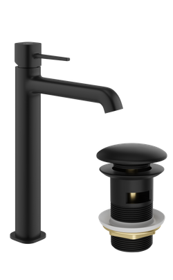 Смеситель для раковины STWORKI Эстерсунд S31020BK + донный клапан SW-001BK черный матовый