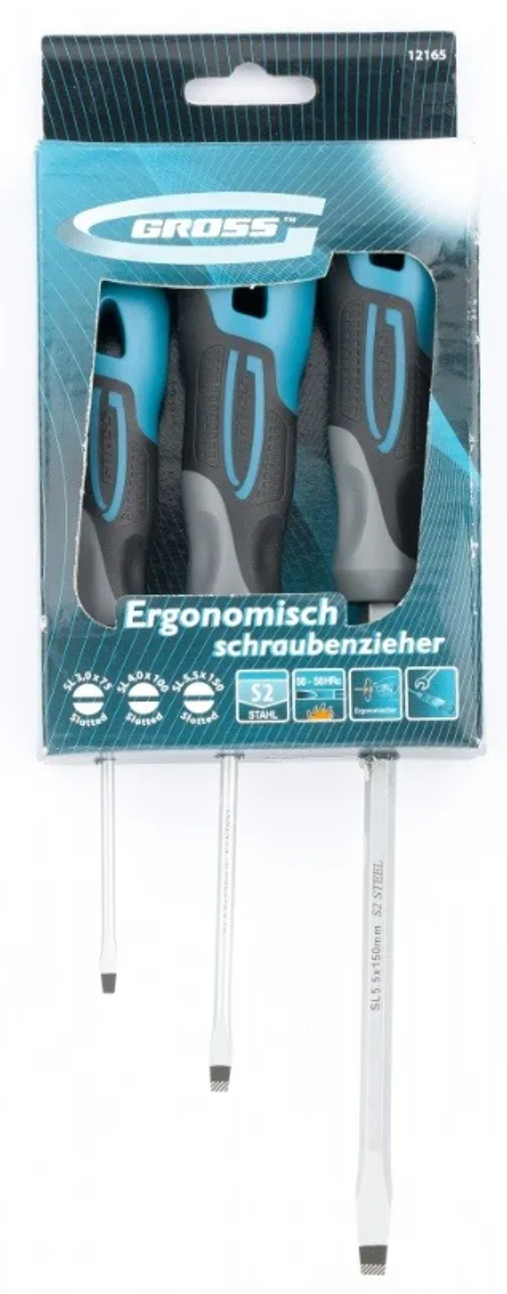 Набор отверток SL, 3 шт, S2, трехкомпонентная рукоятка Gross