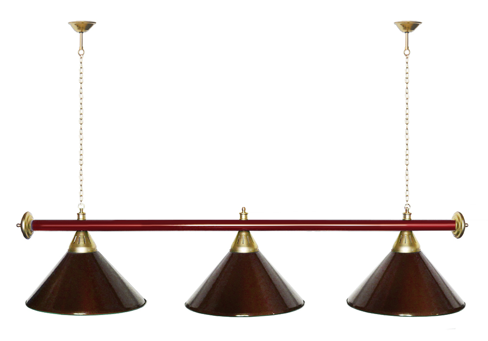 Лампа STARTBILLIARDS 3 пл. (плафоны зеленые,штанга золотая,фурнитура золото)