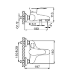 Смеситель для ванны 40к F3201 FRAP шар. перекл. в корп. (хром, латунь)