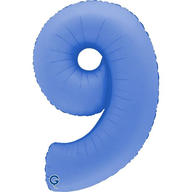 G Шар (40''/102 см) Цифра, 9, Голубой Лотос, Матовый (БГ-60)
