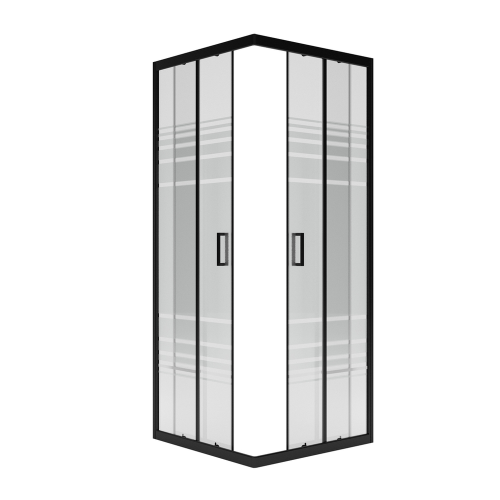 Душ.ограждение City Trend Black 900*900*1850 квадрат (стекло 4мм текстур, черн.ал.проф, без поддона)