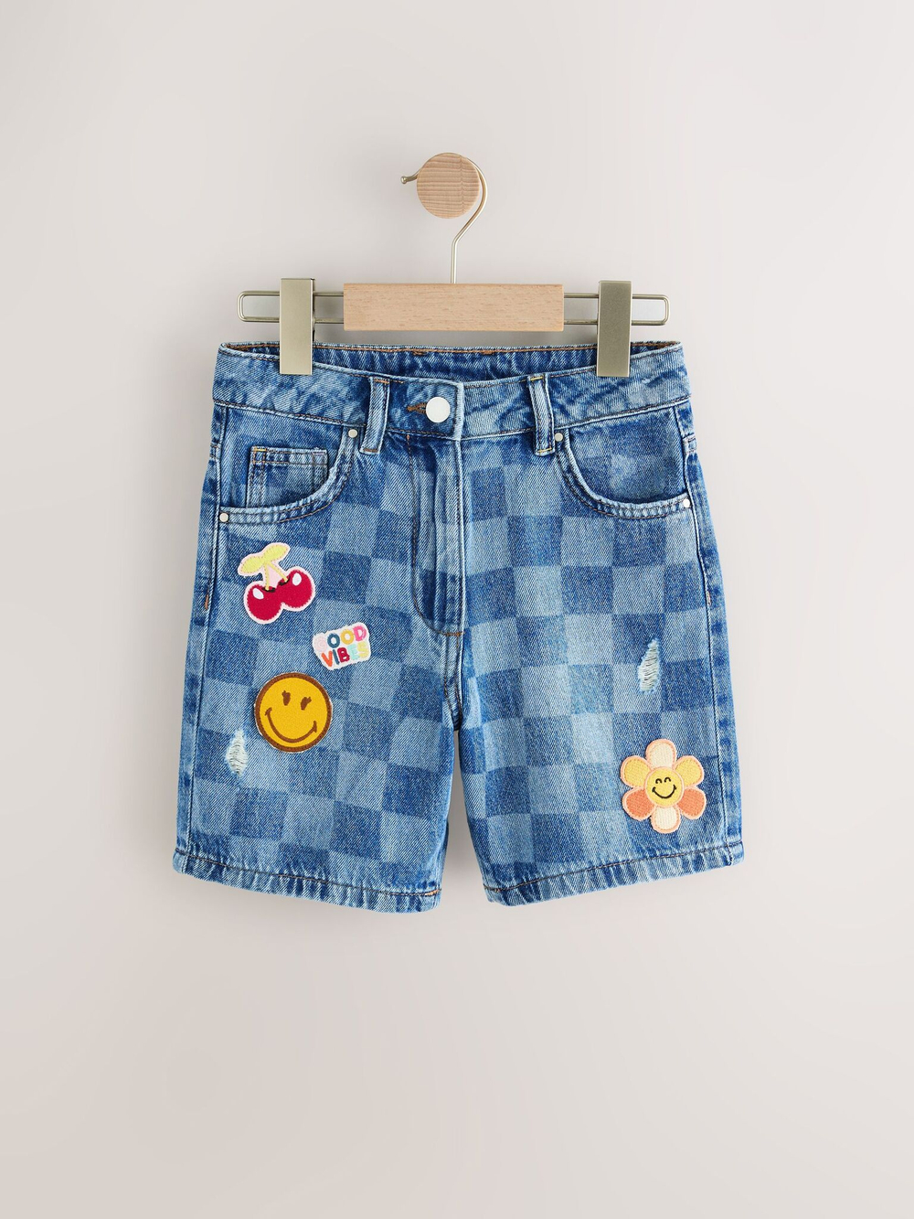 Шорты джинсовые с вышивкой для девочки Next E35-579, Синий