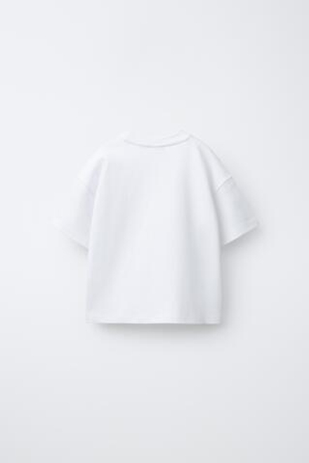 ZARA БАЗОВАЯ ФУТБОЛКА INTERLOCK, БЕЛЫЙ