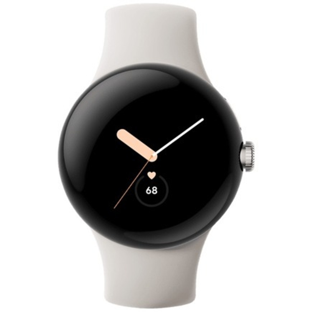 Умные часы Google Pixel Watch, Wi-Fi, «Полированный серебристый» корпус, ремешок цвета «Мел» (версия Global)