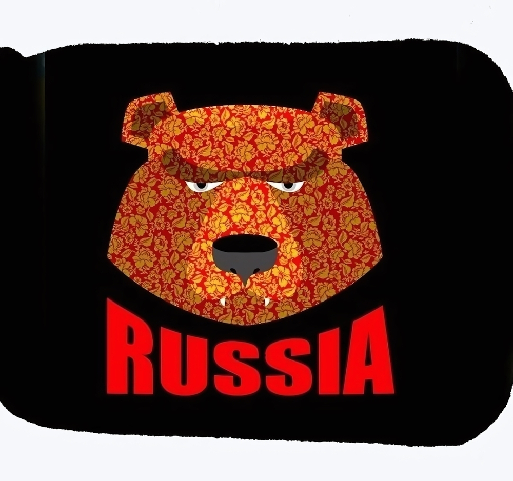 Коврик для бани (40*50) печать «RUSSIA Медведь» ТМ «Бацькина баня»