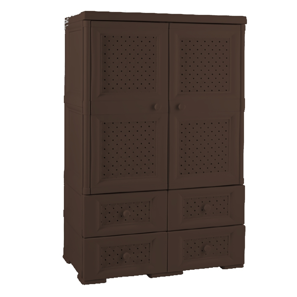 Шкаф - комод пластиковый "УЮТ" 2 дверцы, 4 ящика Э-122 (шоколадный) 830х450х1245