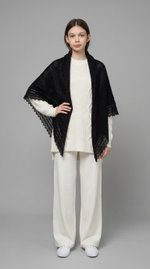 Оренбургский пуховый платок П3-130-07 черный