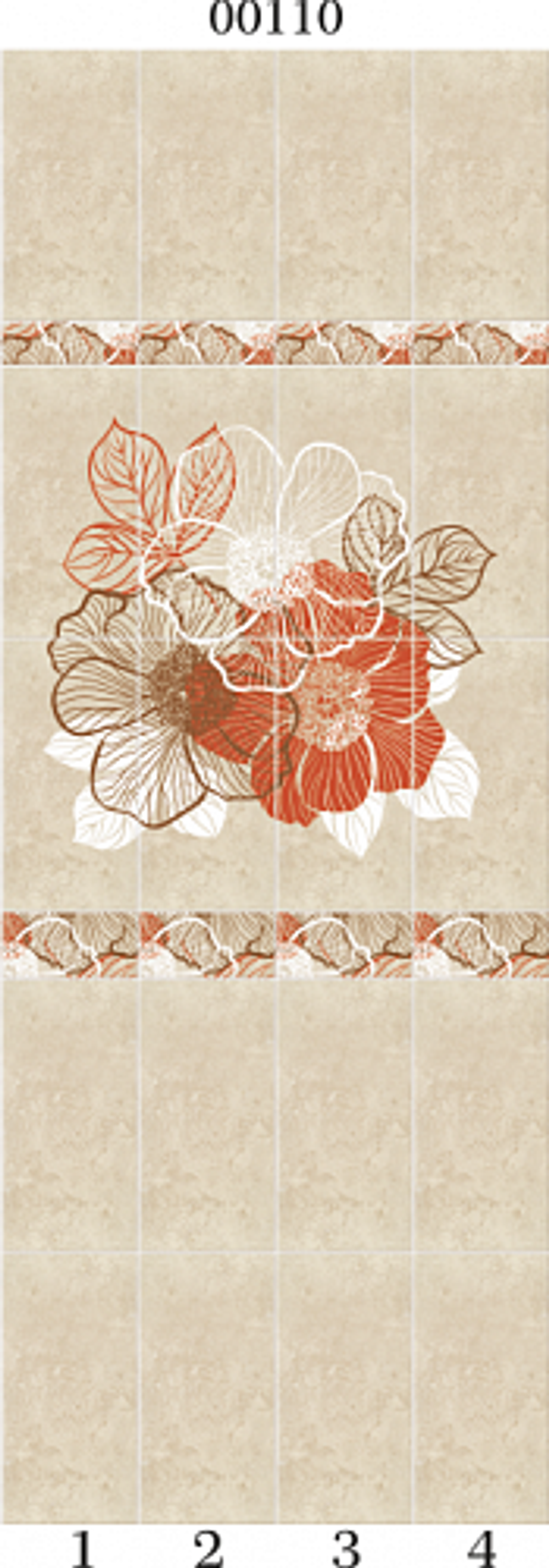 Панель ПВХ фотопечать 3D Panda Цветущий шиповник 2700х250 мм