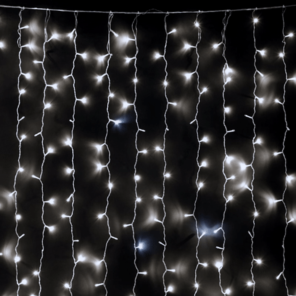 Светодиодный занавес 2*2 м., 400 белых LED ламп, мерцание, облегченный, прозрачный провод ПВХ, LTC (PCL400NOTBLW-10-2W)