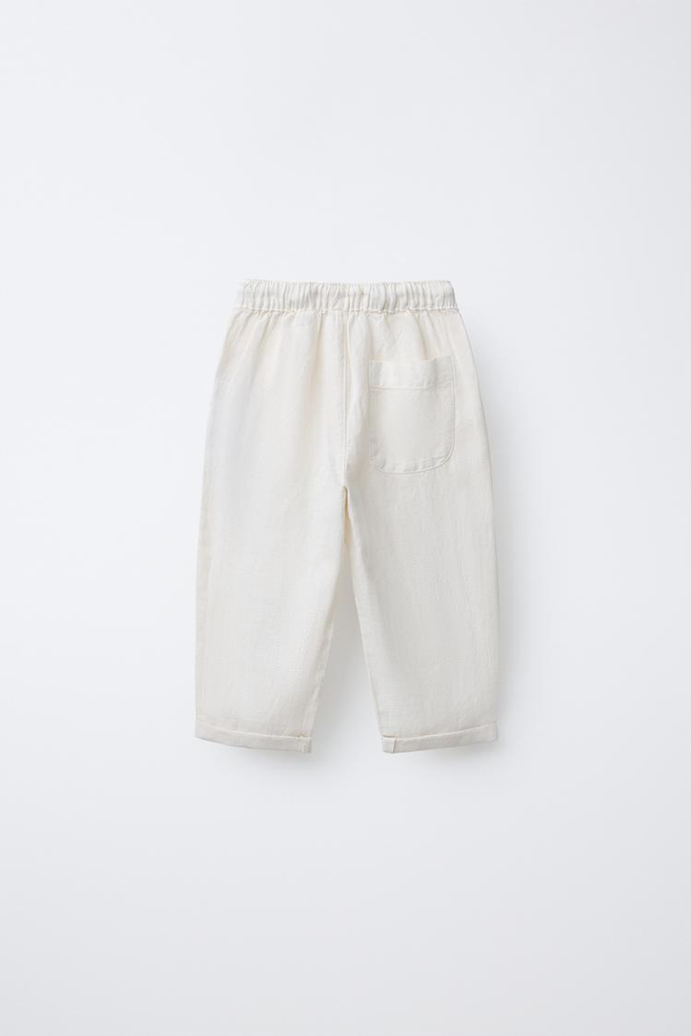 ZARA БРЮКИ СТРУЯЩЕГОСЯ КРОЯ ИЗ СМЕСОВОГО ЛЬНА, ЭКРЮ