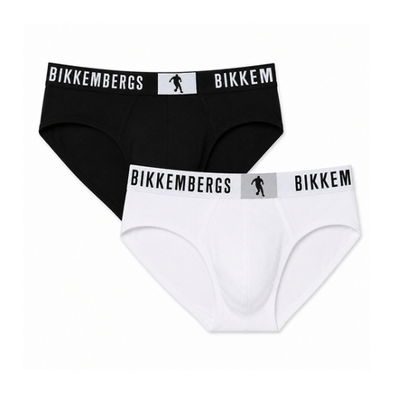 Набор мужских трусов брифов 2в1 (черные, белые) Bikkembergs BKK42USP17BI