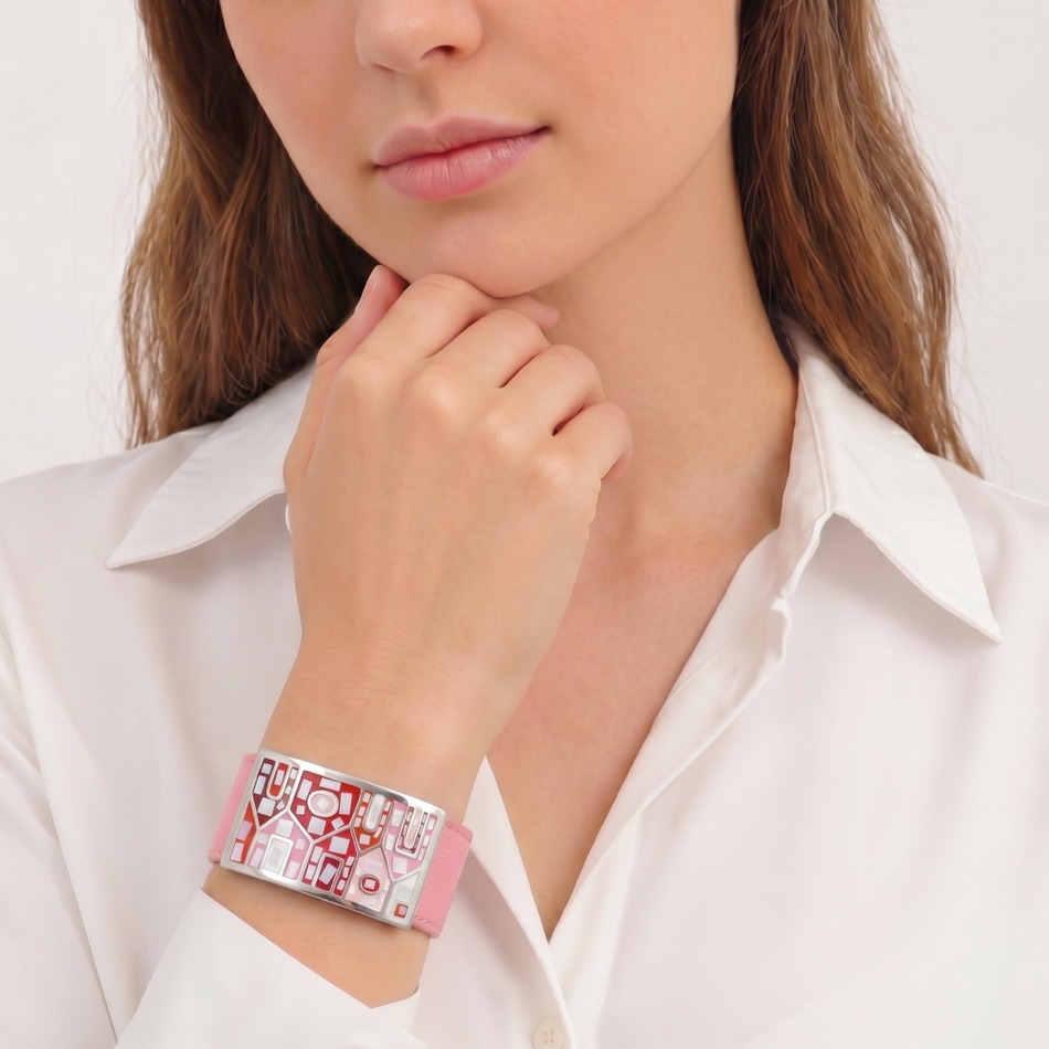 Браслет Fiore Luna на розовом кожаном ремешке CB01318-6 R