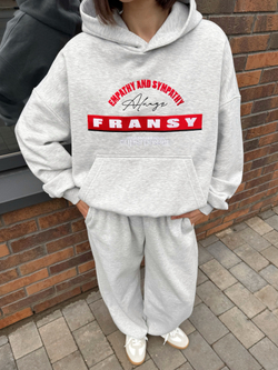 Худи 02 EMPATHY AND SYMPATHY, с начесом, серый меланж