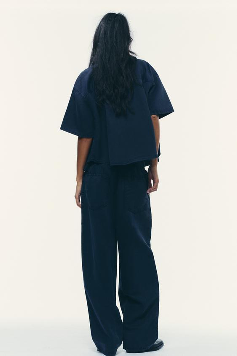 ZARA БРЮКИ-ДЖОГГЕРЫ С ОТДЕЛКОЙ ШВАМИ, СИНИЙ