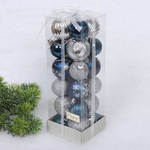 Набор шаров "Christmas" 5 см + 4 см-24 предм. Сапфир/Серебро