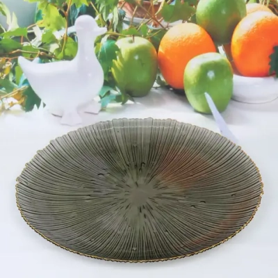 Тарелка стеклянная 32см «Флоренция» дымка