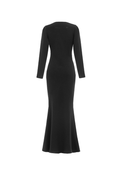 Платье приталенное с длинными рукавами черное 01-02-25 SS