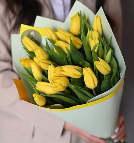 25 жёлтых тюльпанов