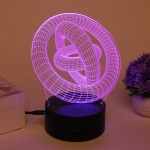 Светильник ночник «3D-Цепи и кольца» на пластиковой подставке, с включателем USB