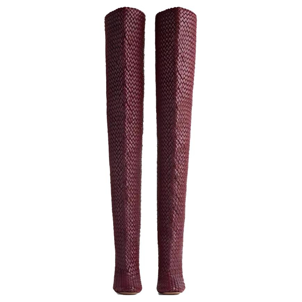 Bottega Veneta Canalazzo Over the knee Boots 10cm Women"s Burgundy