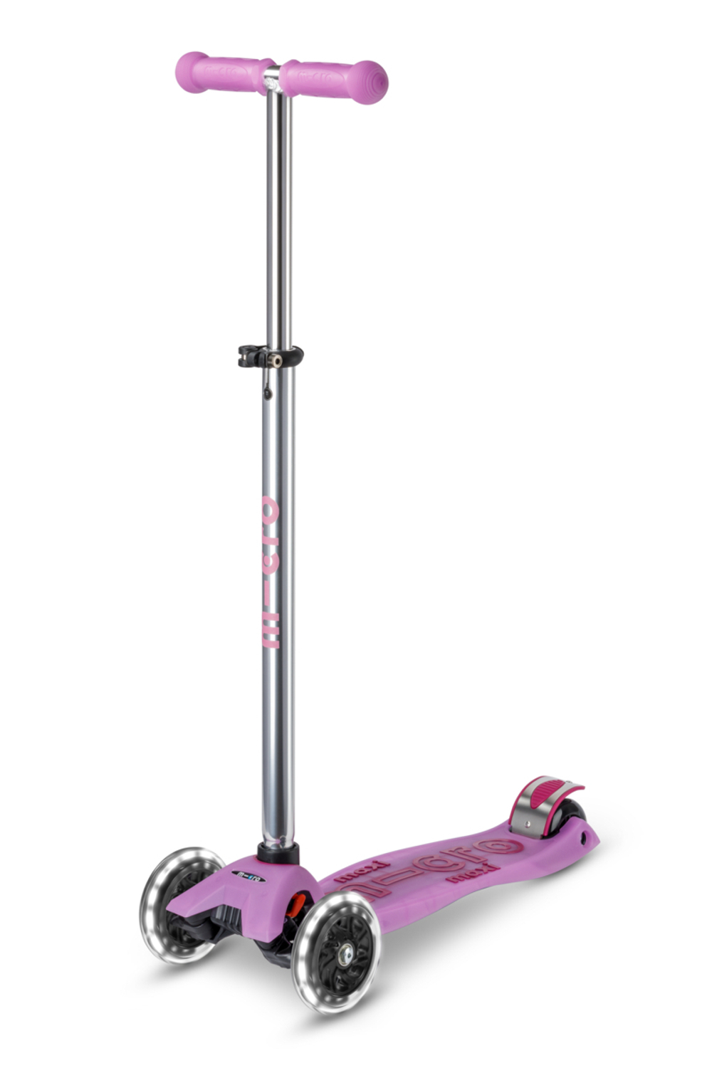 Самокат Maxi Micro Deluxe Glow Plus (светящийся) LED яркий сиреневый