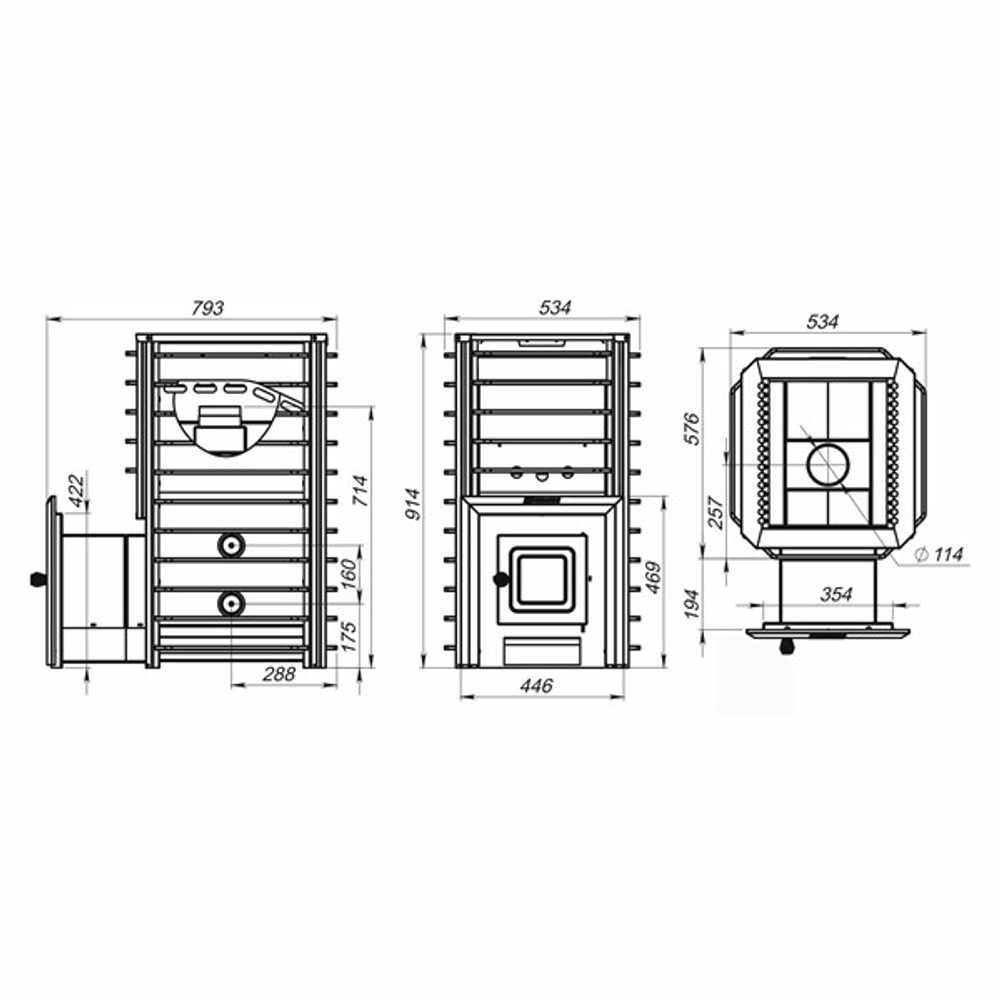 Дровяная печь для бани ЕРМАК 20 СЕТКА-СТАНДАРТ (Сталь)