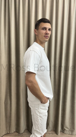 Мужская белая футболка Louis Vuitton с рельефными инициалами LV